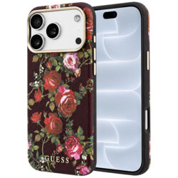 Husa originala Guess iPhone 18 Pro Blossom Roses Print MagSafe, bordo, GUHMP18L6PWGTBEU