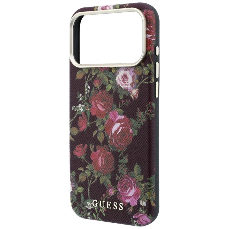 Husa originala Guess iPhone 17 Pro Max Blossom Roses Print MagSafe, bordo, GUHMP18X6PWGTBEU