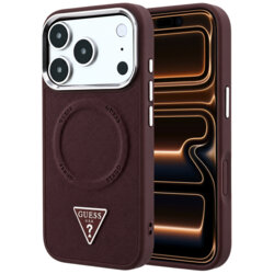 Husa originala Guess iPhone 17 Pro Max Hardcase Triangle Logo MagSafe, bordo, GUHMP18XPSDTSCMU
