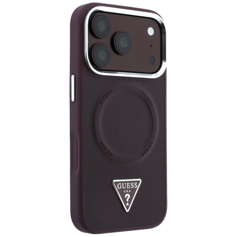 Husa originala Guess iPhone 17 Pro Max Hardcase Triangle Logo MagSafe, bordo, GUHMP18XPSDTSCMU