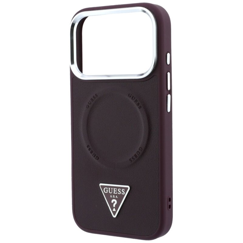 Husa originala Guess iPhone 17 Pro Max Hardcase Triangle Logo MagSafe, bordo, GUHMP18XPSDTSCMU