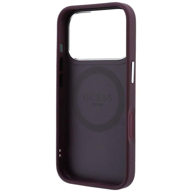 Husa originala Guess iPhone 17 Pro Max Hardcase Triangle Logo MagSafe, bordo, GUHMP18XPSDTSCMU