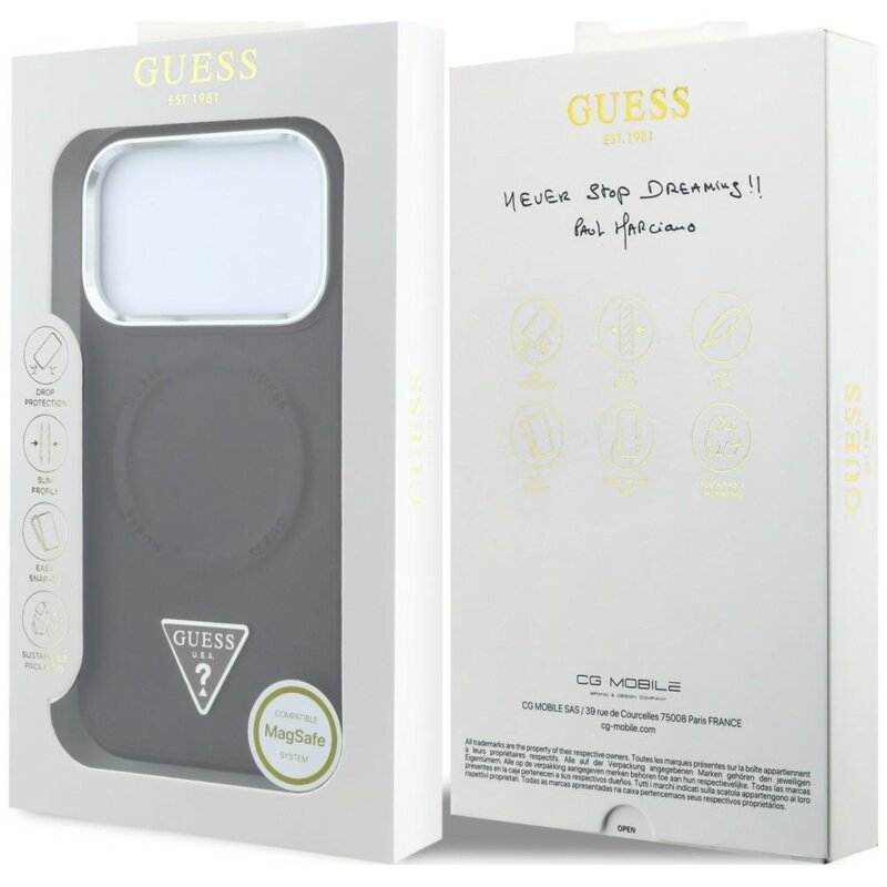 Husa originala Guess iPhone 17 Pro Max Hardcase Triangle Logo MagSafe, bordo, GUHMP18XPSDTSCMU