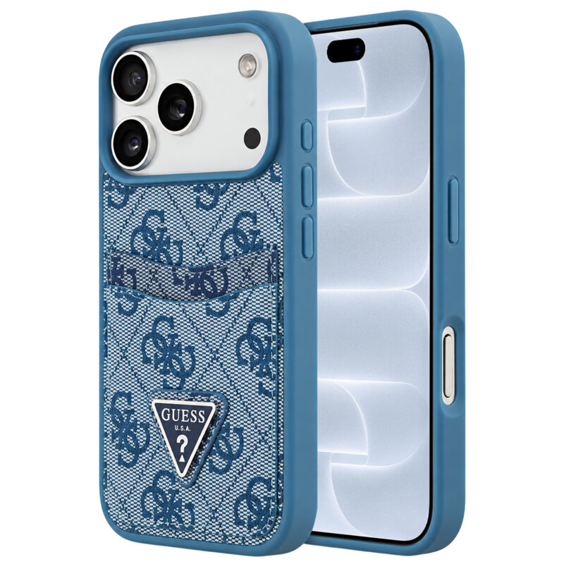 Husa originala Guess iPhone 18 Pro Hardcase 4G Double Card Triangle, albastru, GUHCP18LP4TPB