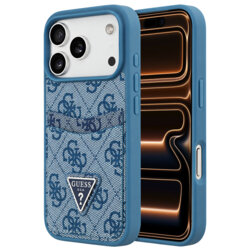 Husa originala Guess iPhone 17 Pro Max Hardcase 4G Double Card Triangle, albastru, GUHCP18XP4TPB