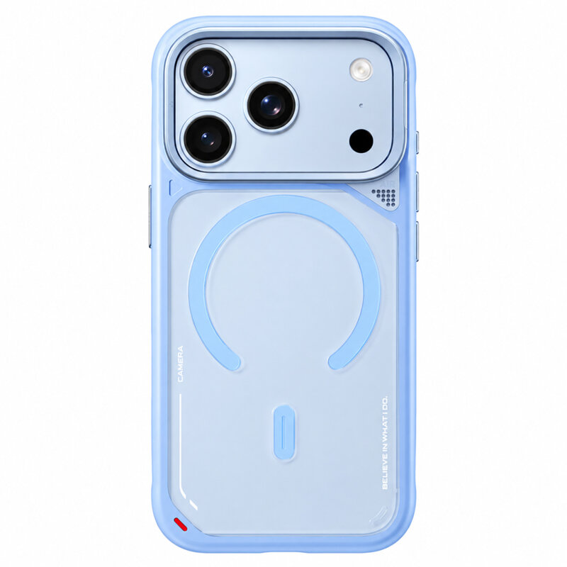 Husa iPhone 17 Pro Max Blueo Frosted Heat Dissipation Stand MagSafe, albastru