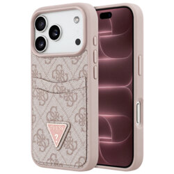 Husa originala Guess iPhone 18 Pro Max Hardcase 4G Double Card Triangle, roz, GUHCP18XP4TPP