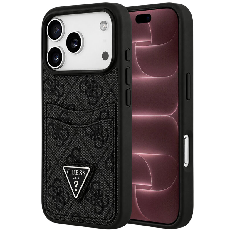 Husa originala Guess iPhone 18 Pro Max Hardcase 4G Double Card Triangle, negru, GUHCP18XP4TPK