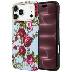 Husa originala Guess iPhone 18 Pro Max Blossom Roses Print MagSafe, bleu, GUHMP18X6PWGTBEB