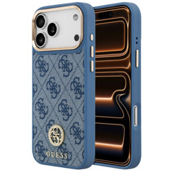 Husa originala Guess iPhone 17 Pro Max Hardcase 4G Strass Logo MagSafe, albastru, GUHMP18XP4GRMDEB