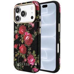 Husa originala Guess iPhone 18 Pro Blossom Roses Print MagSafe, negru, GUHMP18L6PWGTBEK