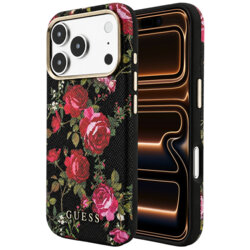 Husa originala Guess iPhone 17 Pro Max Blossom Roses Print MagSafe, negru, GUHMP18X6PWGTBEK