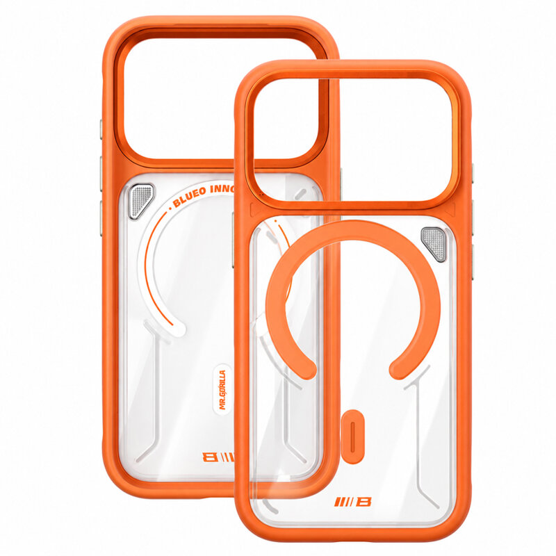 Husa iPhone 17 Pro Blueo Frosted Heat Dissipation Stand MagSafe, portocaliu