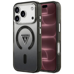 Husa iPhone 18 Pro Max originala Guess IML Gradient Triangle MagSafe, negru, GUHMP18XHGTMLCGK