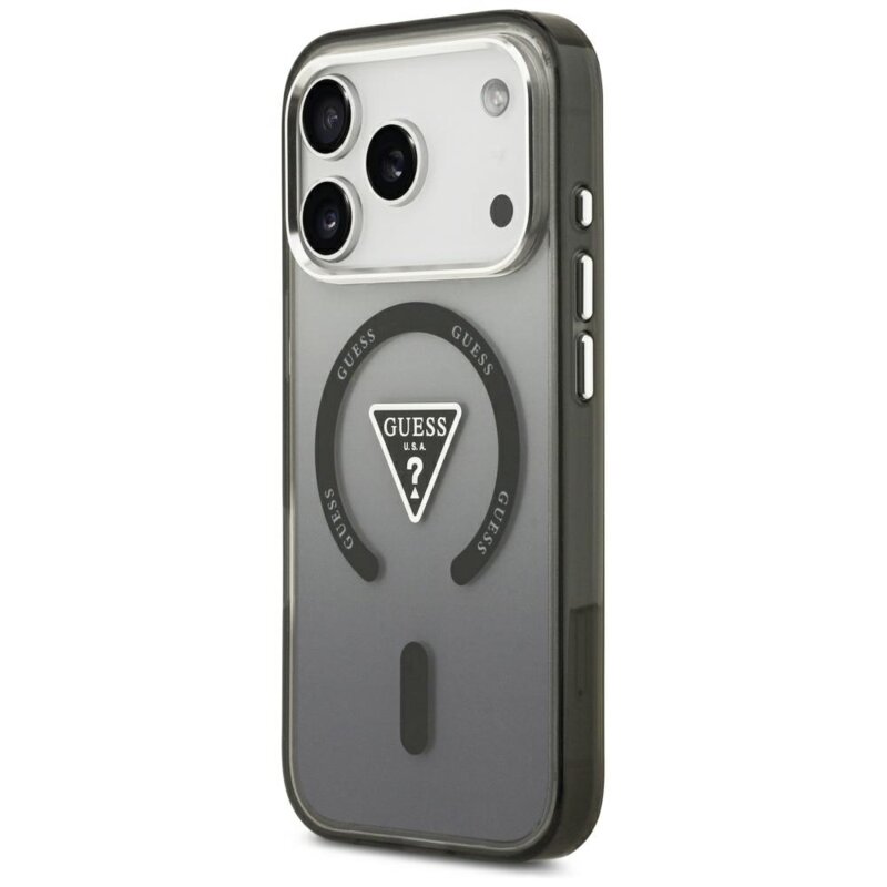 Husa iPhone 17 Pro Max originala Guess IML Gradient Triangle MagSafe, negru, GUHMP18XHGTMLCGK