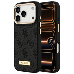 Husa originala Guess iPhone 17 Pro Max Hardcase 4G Logo Plate MagSafe, negru, GUHMP18XU4GPRK