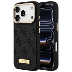 Husa originala Guess iPhone 17 Pro Hardcase 4G Logo Plate MagSafe, negru, GUHMP18LU4GPRK