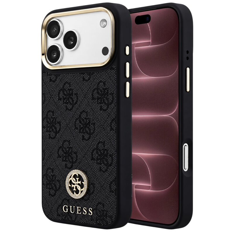 Husa originala Guess iPhone 18 Pro Max Hardcase 4G Strass Logo MagSafe, negru, GUHMP18XP4GRMDEK