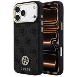 Husa originala Guess iPhone 17 Pro Max Hardcase 4G Strass Logo MagSafe, negru, GUHMP18XP4GRMDEK
