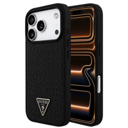 Husa originala Guess iPhone 17 Pro Max Croco Triangle Logo MagSafe, negru, GUHMP18XPCRTHCK