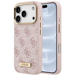 Husa originala Guess iPhone 18 Pro Hardcase 4G Logo Plate MagSafe, roz, GUHMP18LU4GPRP