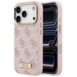 Husa originala Guess iPhone 17 Pro Hardcase 4G Logo Plate MagSafe, roz, GUHMP18LU4GPRP