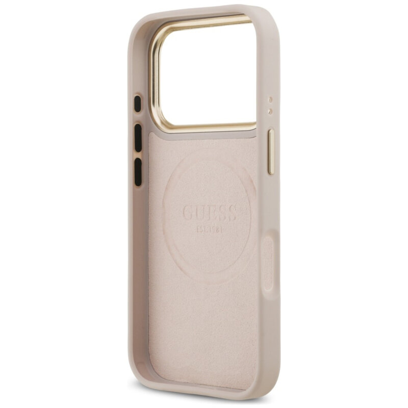 Husa originala Guess iPhone 17 Pro Max Hardcase 4G Logo Plate MagSafe, roz, GUHMP18XU4GPRP