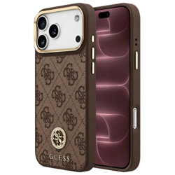 Husa originala Guess iPhone 18 Pro Max Hardcase 4G Strass Logo MagSafe, maro, GUHMP18XP4GRMDEW
