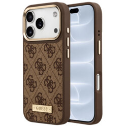 Husa originala Guess iPhone 18 Pro Hardcase 4G Logo Plate MagSafe, maro, GUHMP18LU4GPRW