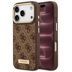 Husa originala Guess iPhone 18 Pro Max Hardcase 4G Logo Plate MagSafe, maro, GUHMP18XU4GPRW