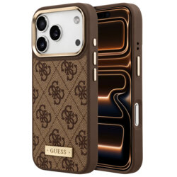 Husa originala Guess iPhone 17 Pro Max Hardcase 4G Logo Plate MagSafe, maro, GUHMP18XU4GPRW