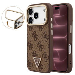 Husa iPhone 18 Pro Max Guess Hardcase 4G Triangle Logo & Stand Camera MagSafe, maro, GUHMP18XPCS4GPTW
