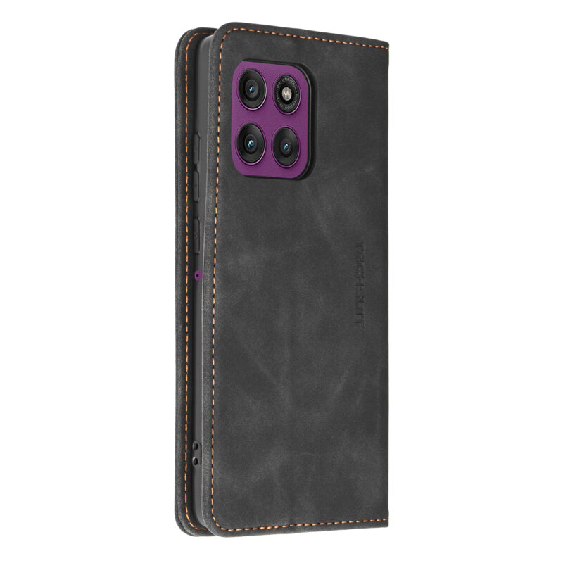 Husa piele Motorola Edge 60 Pro Techsuit Confy Cover, negru