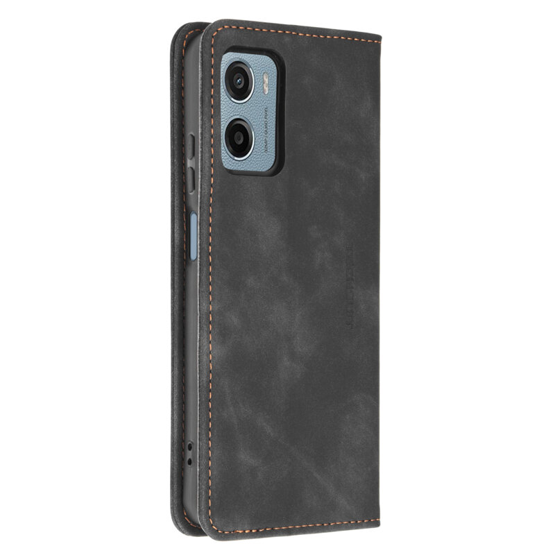 Husa piele Motorola Moto E15 Techsuit Confy Cover, negru