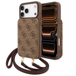 Husa originala Guess iPhone 17 Pro Max Hardcase 4G Crossbody Cardslot, maro, GUHCP18XCB4GB