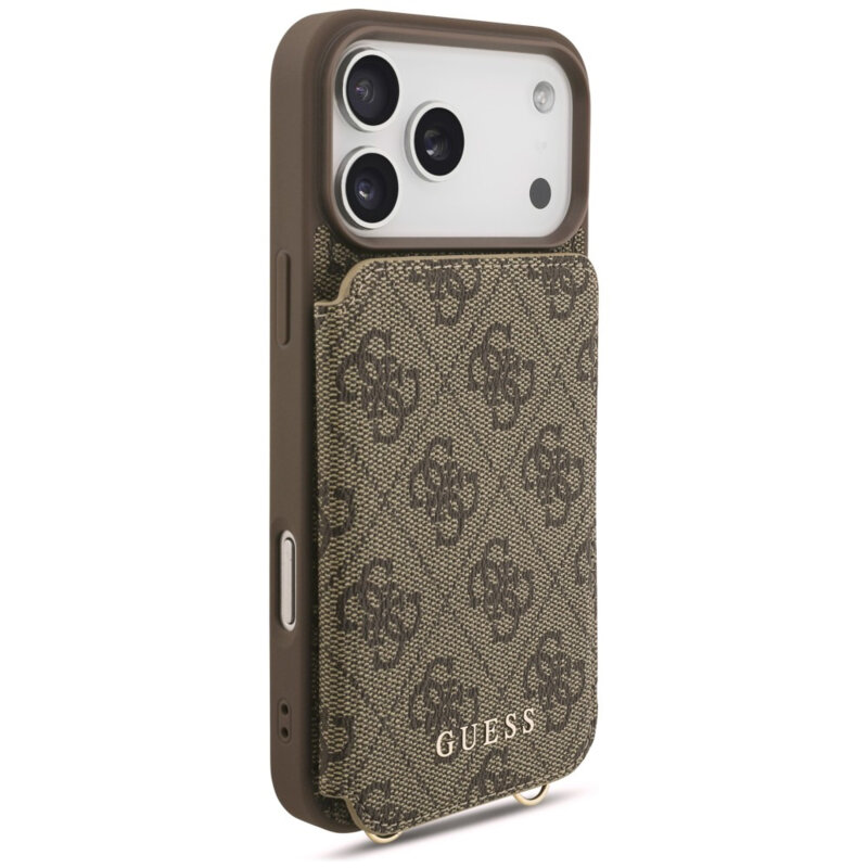 Husa originala Guess iPhone 17 Pro Max Hardcase 4G Crossbody Cardslot, maro, GUHCP18XCB4GB