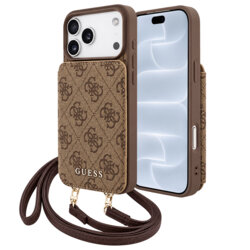 Husa originala Guess iPhone 18 Pro Hardcase 4G Crossbody Cardslot, maro, GUHCP18LCB4GB