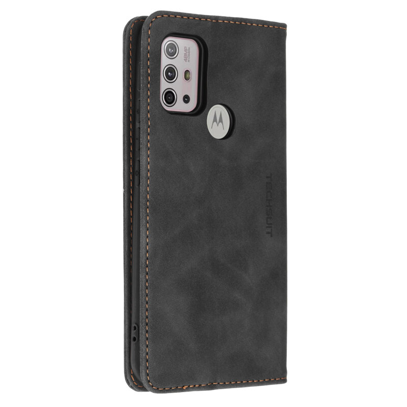 Husa piele Motorola Moto G10 Techsuit Confy Cover, negru