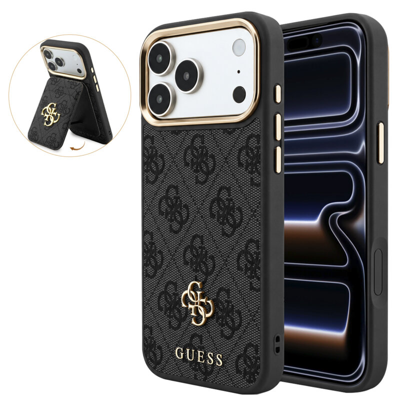 Husa originala Guess iPhone 17 Pro Hardcase 4G Cardslot MagSafe, negru, GUBPHCP18LP4SM44CK