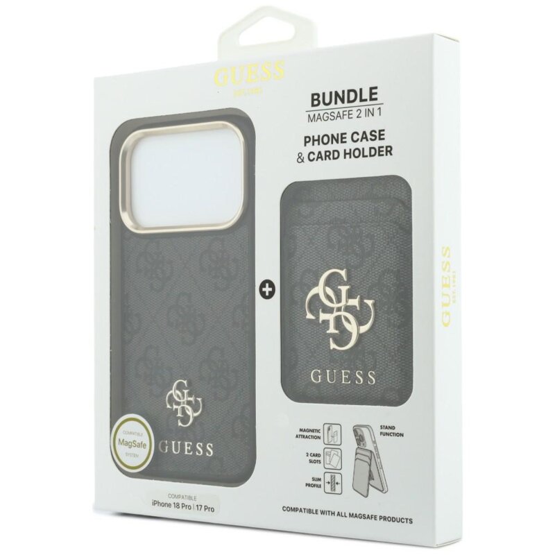 Husa originala Guess iPhone 17 Pro Hardcase 4G Cardslot MagSafe, negru, GUBPHCP18LP4SM44CK