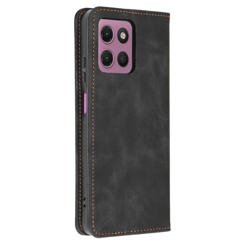 Husa piele Motorola Moto G17 Techsuit Confy Cover, negru