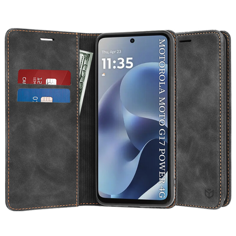 Husa piele Motorola Moto G17 Power Techsuit Confy Cover, negru