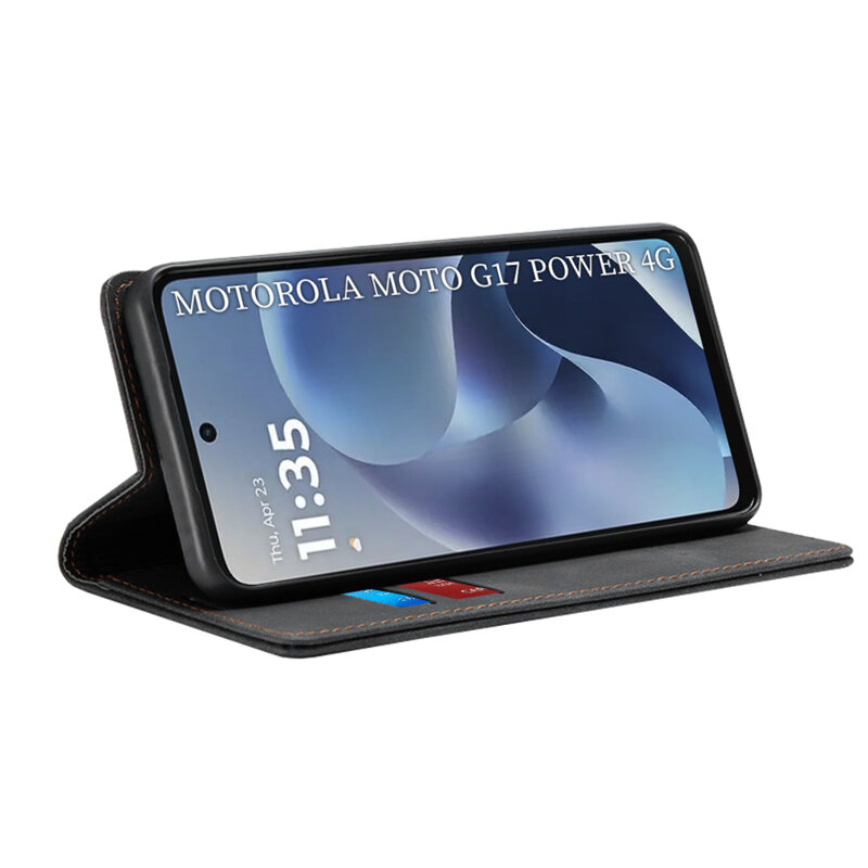 Husa piele Motorola Moto G17 Power Techsuit Confy Cover, negru