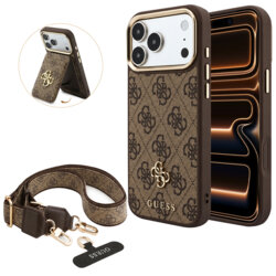 Husa originala Guess iPhone 17 Pro Max Hardcase 4G Cardslot & Big Strap MagSafe, maro, GUBPHUP18XP4SM44CW
