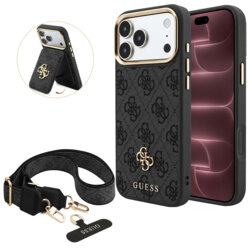 Husa originala Guess iPhone 18 Pro Max Hardcase 4G Cardslot & Big Strap MagSafe, negru, GUBPHUP18XP4SM44CK