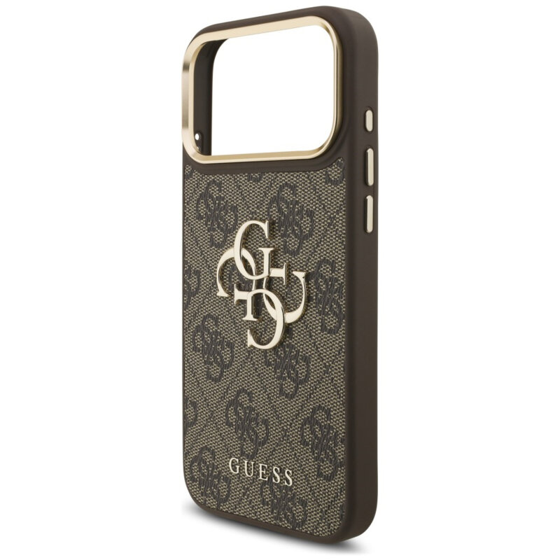 Husa originala Guess iPhone 17 Pro Big 4G Classic Logo & Big Strap Metal Buttons, maro, GUHCP18LP4G4BCSW