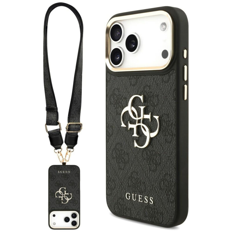 Husa originala Guess iPhone 17 Pro Big 4G Classic Logo & Big Strap Metal Buttons, negru, GUHCP18LP4G4BCSK