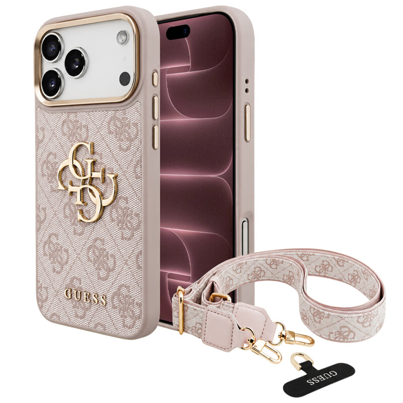Husa originala Guess iPhone 18 Pro Max Big 4G Classic Logo & Big Strap Metal Buttons, roz, GUHCP18XP4G4BCSP