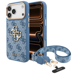 Husa originala Guess iPhone 17 Pro Max Big 4G Classic Logo & Big Strap Metal Buttons, albastru, GUHCP18XP4G4BCSB