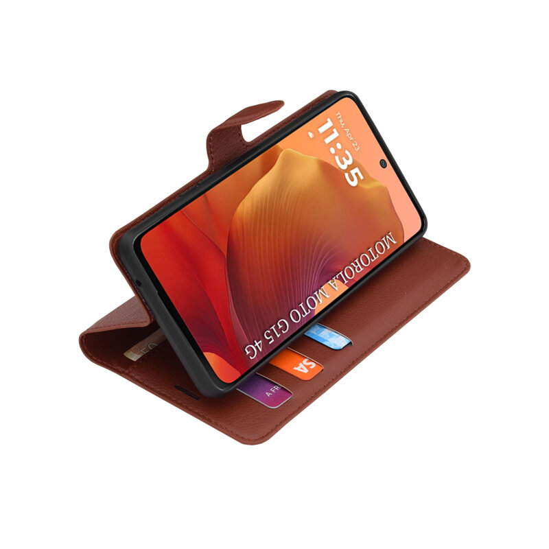 Husa Motorola Moto G15 Techsuit Leather Folio, maro